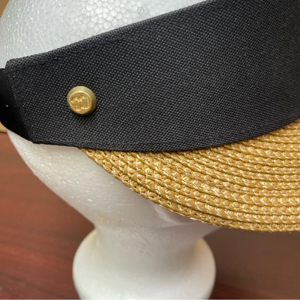 Eric Javits New York Woven Squishee Champ Visor Hat Black Natural UPF 50+ Sun - Picture 6 of 10